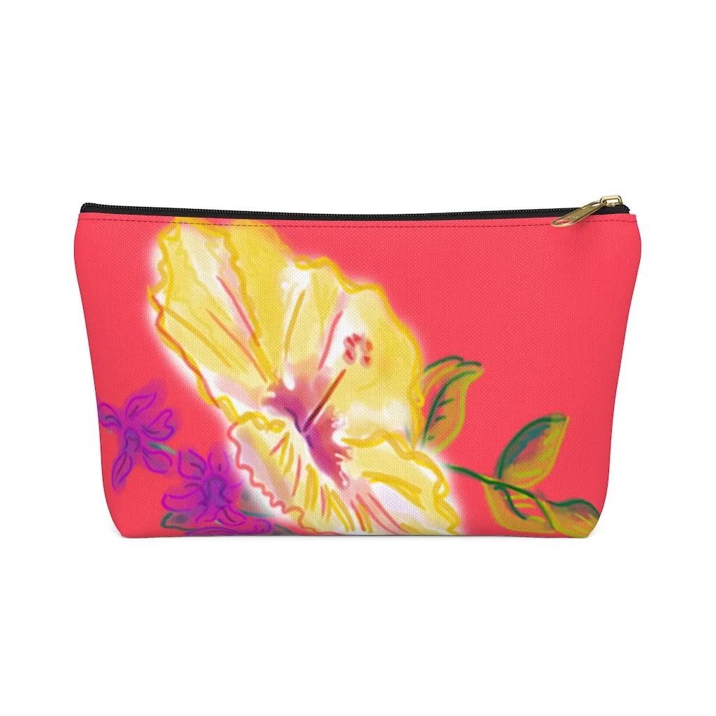 T-Bottom Accessory Bag:  Electric Yellow Hibiscus - Lipstick