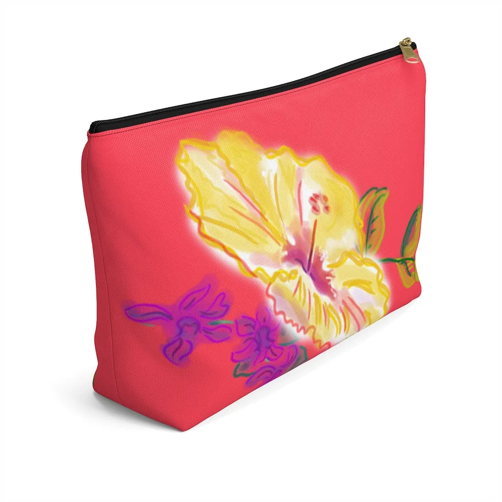 T-Bottom Accessory Bag:  Electric Yellow Hibiscus - Lipstick