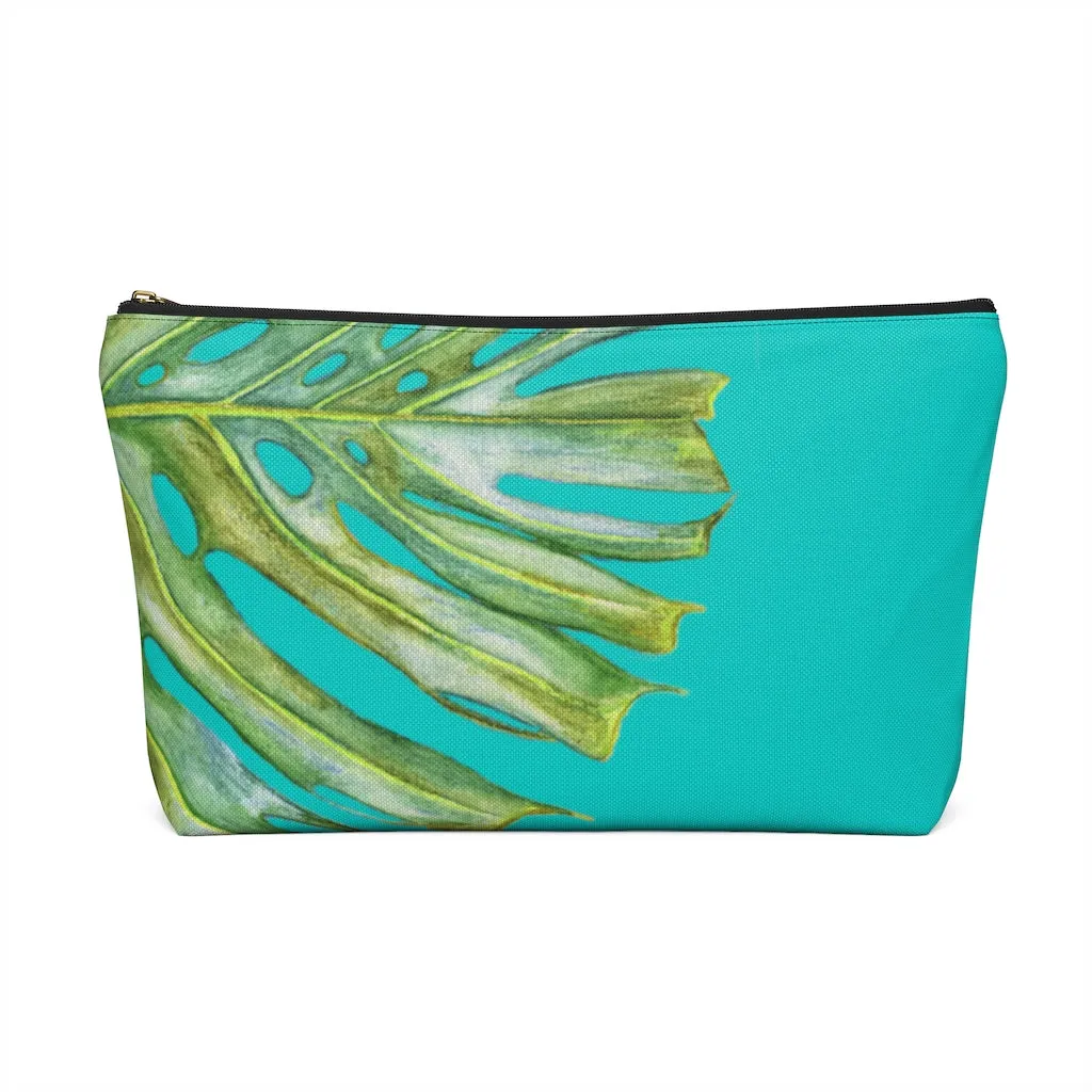 T-Bottom Accessory Bag: Monstera  Leaf - Lanikai Blue