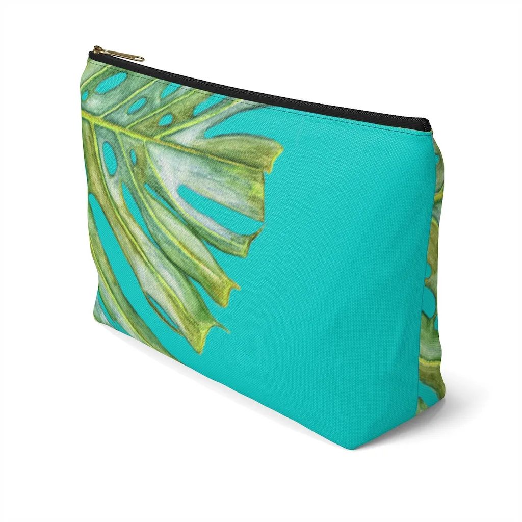 T-Bottom Accessory Bag: Monstera  Leaf - Lanikai Blue
