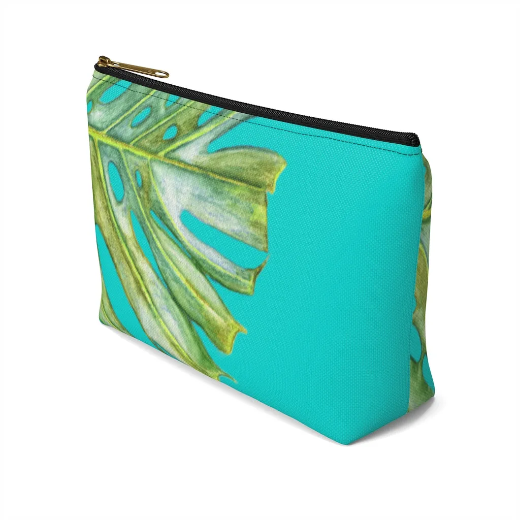 T-Bottom Accessory Bag: Monstera  Leaf - Lanikai Blue