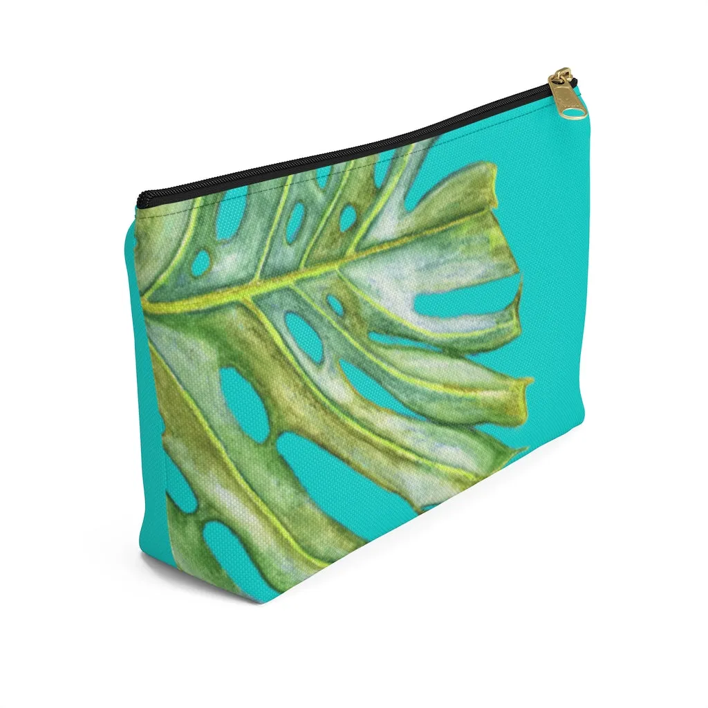T-Bottom Accessory Bag: Monstera  Leaf - Lanikai Blue