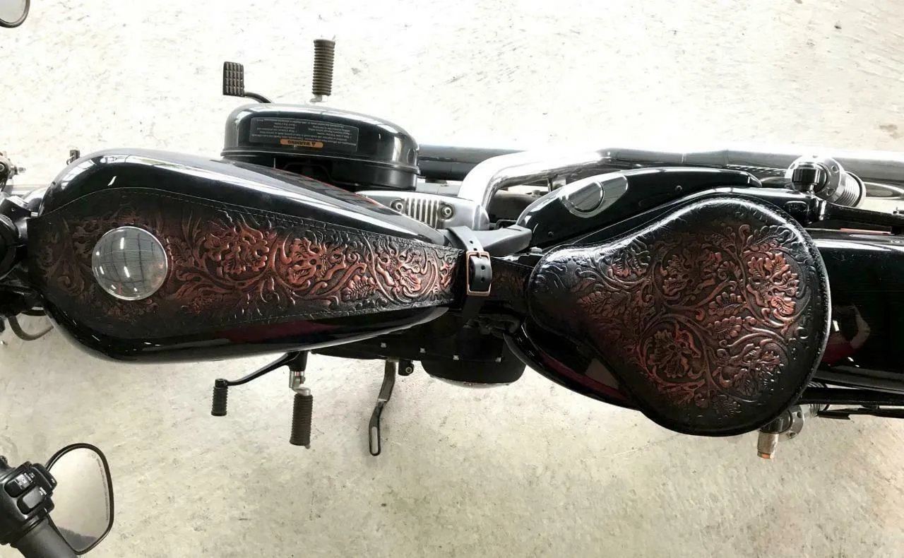 Tank Bib 2004-2022 Harley Sportster Antique Black Copper Leather Fits All Models