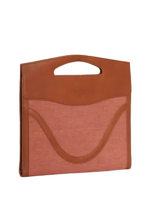 Terracotta Canvas & Leather Laptop Sleeve With Stand