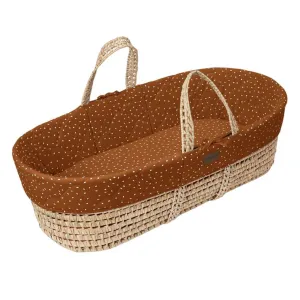 THE LITTLE GREEN SHEEP Quilted Moses Basket and Static Stand Bundle - Terracotta Rice