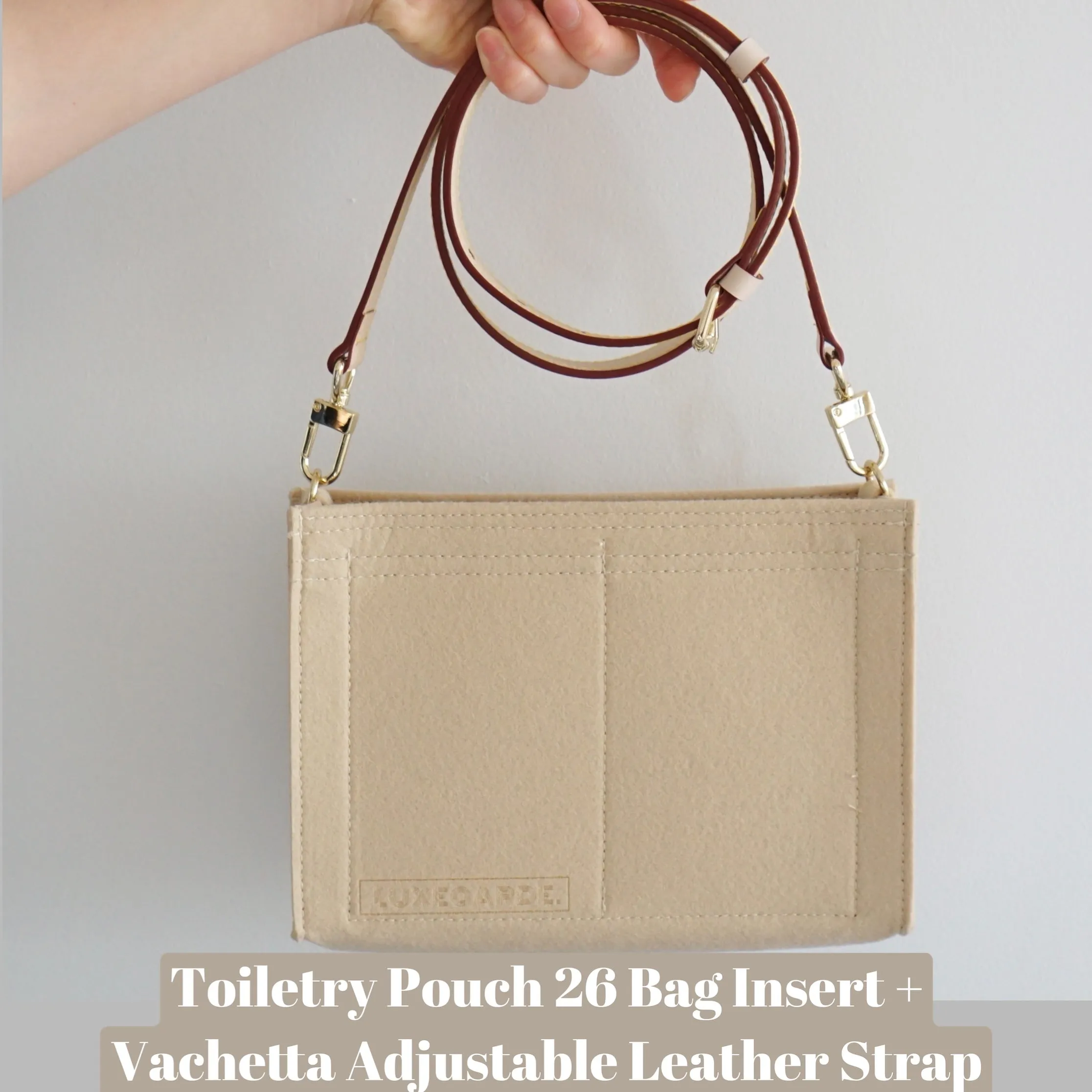Toiletry Pouch 26 Crossbody Conversion Kit with Bag Organizer Insert and Leather Strap