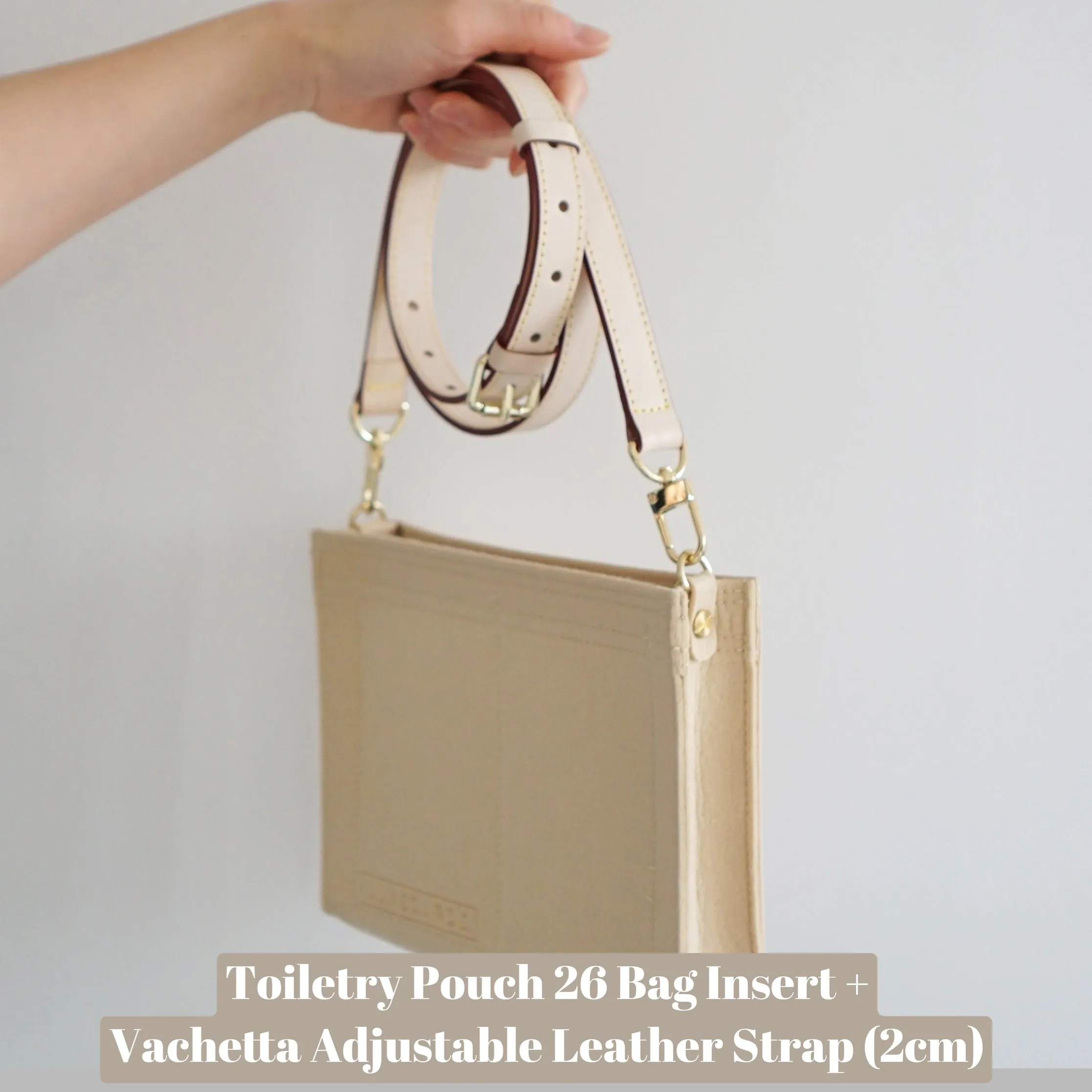 Toiletry Pouch 26 Crossbody Conversion Kit with Bag Organizer Insert and Leather Strap