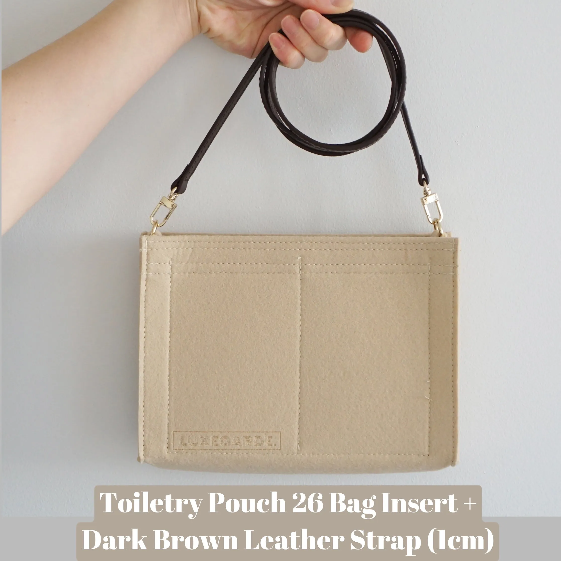 Toiletry Pouch 26 Crossbody Conversion Kit with Bag Organizer Insert and Leather Strap