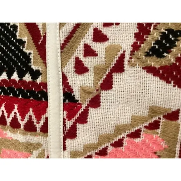 TopShop geometric embroidered Jacquered abstract Aztec Open Jacket Multicolor 4