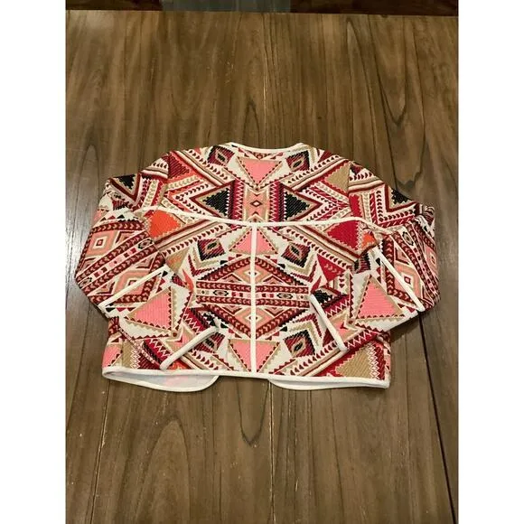 TopShop geometric embroidered Jacquered abstract Aztec Open Jacket Multicolor 4
