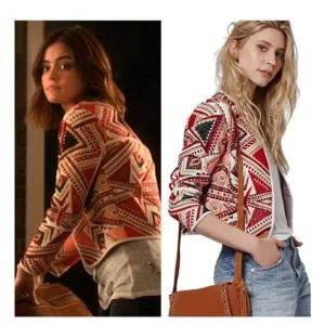 TopShop geometric embroidered Jacquered abstract Aztec Open Jacket Multicolor 4