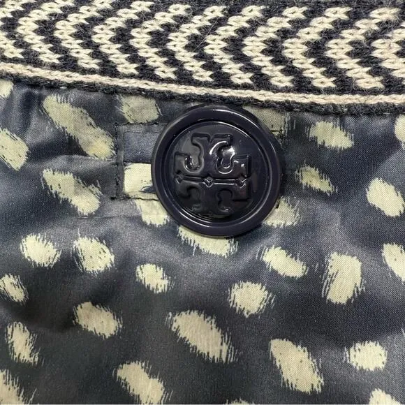Tory Burch Macy Quilted Down Puffer Vest Navy Speckled Ethereal Soft size 4