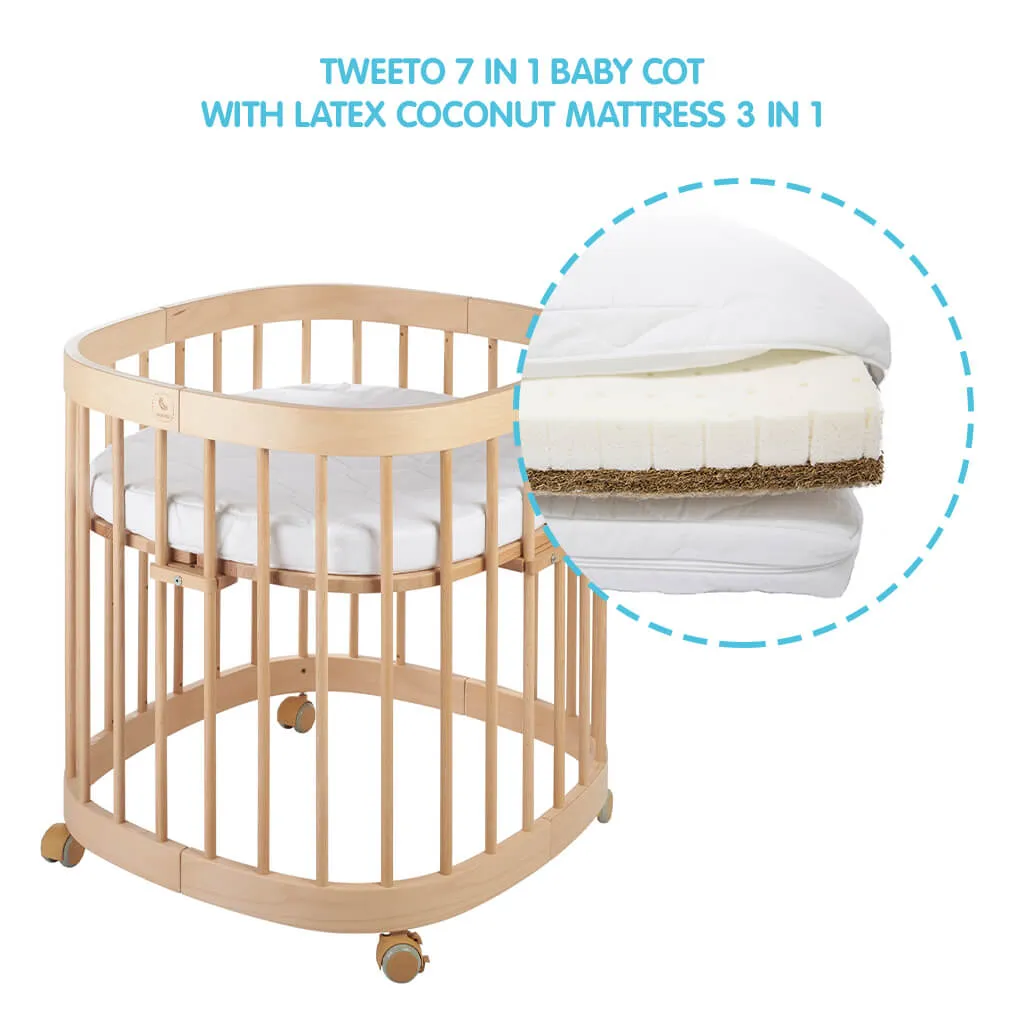 Tweeto 7 in 1 Baby Cot Natural Multifunctional