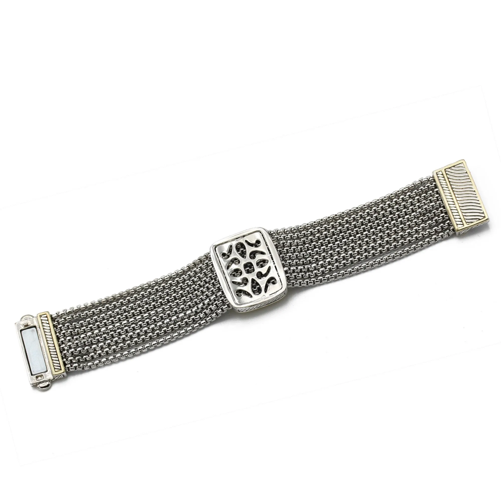 TWO TONE MULTI STRANDS ABALONE BRACELET #12505BR-Abal