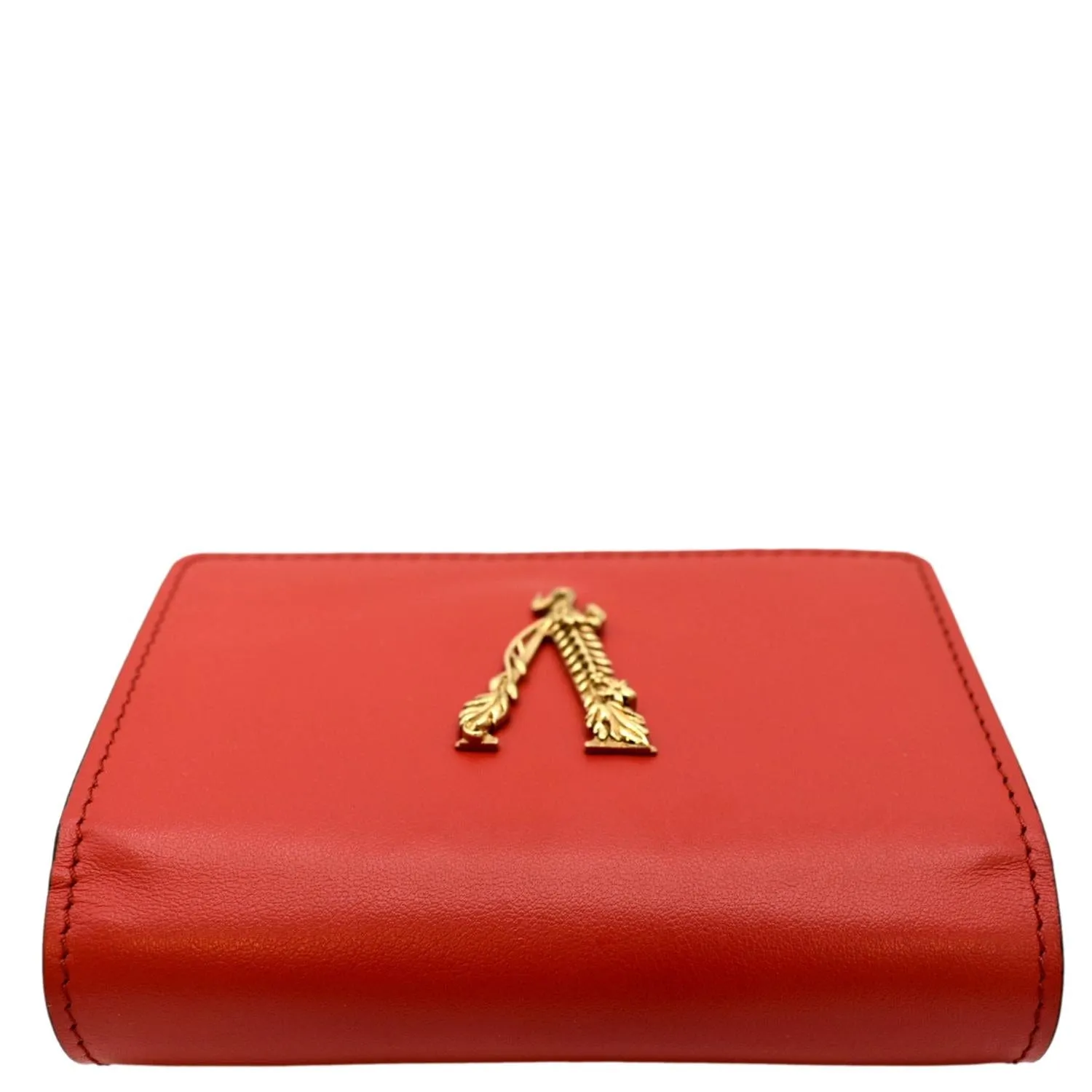 VERSACE Vitello Mini Virtus Calfskin Leather Crossbody Bag Flame Red