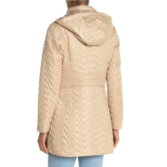 Via Spiga Zigzag Quilted Detachable Hood Jacket Size XL