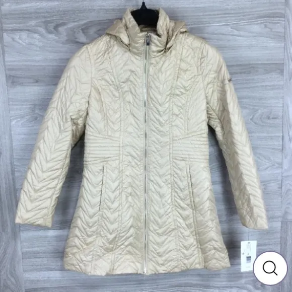 Via Spiga Zigzag Quilted Detachable Hood Jacket Size XL