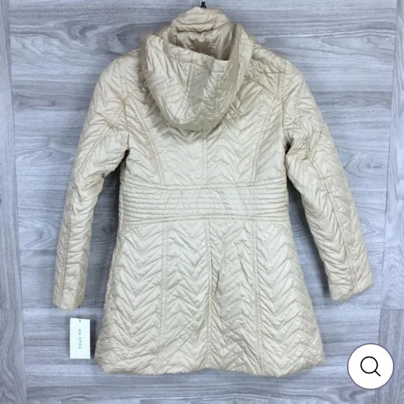 Via Spiga Zigzag Quilted Detachable Hood Jacket Size XL