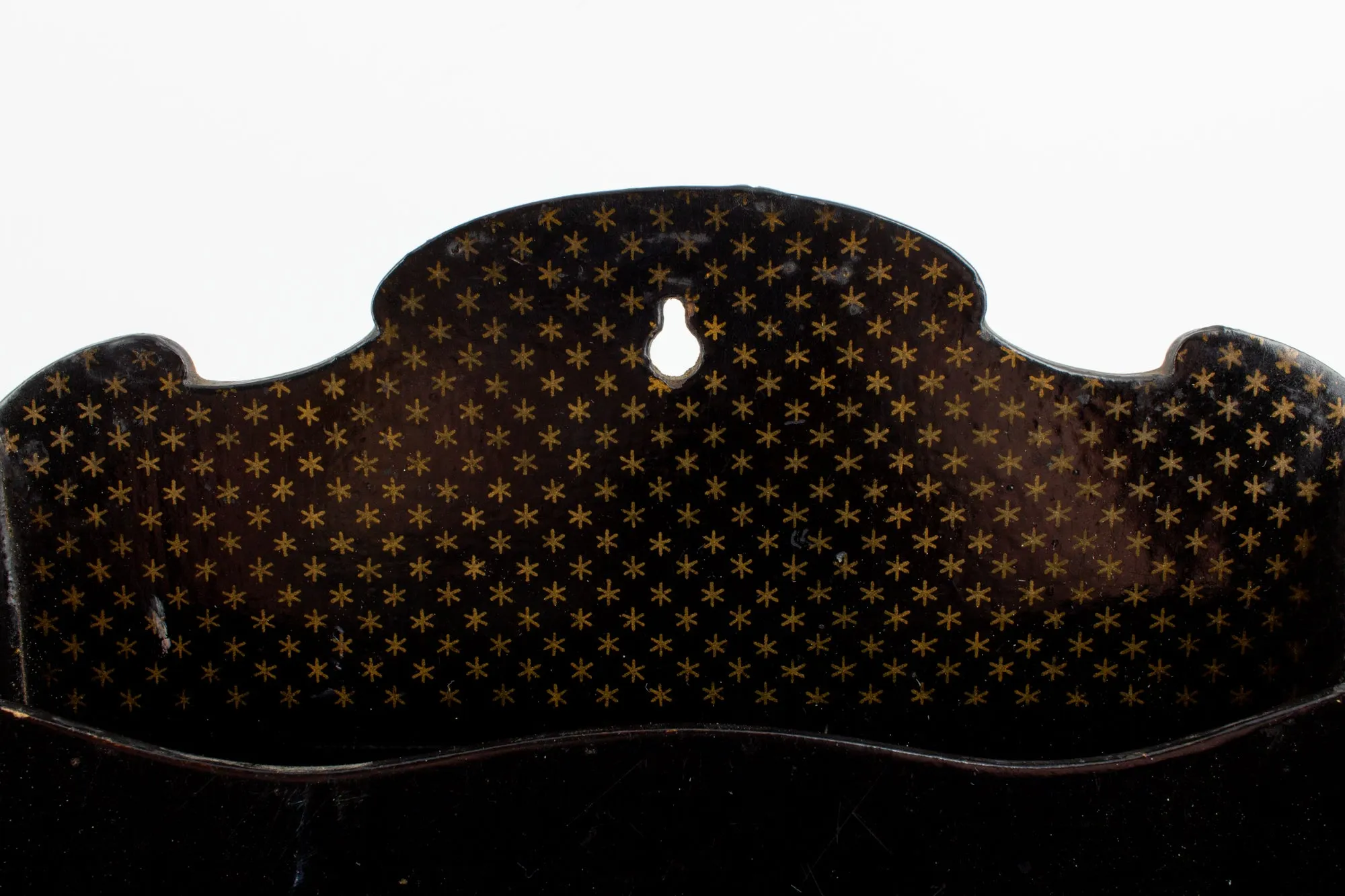 Vintage French Papier-mâché Letter Holder in Black & Gold