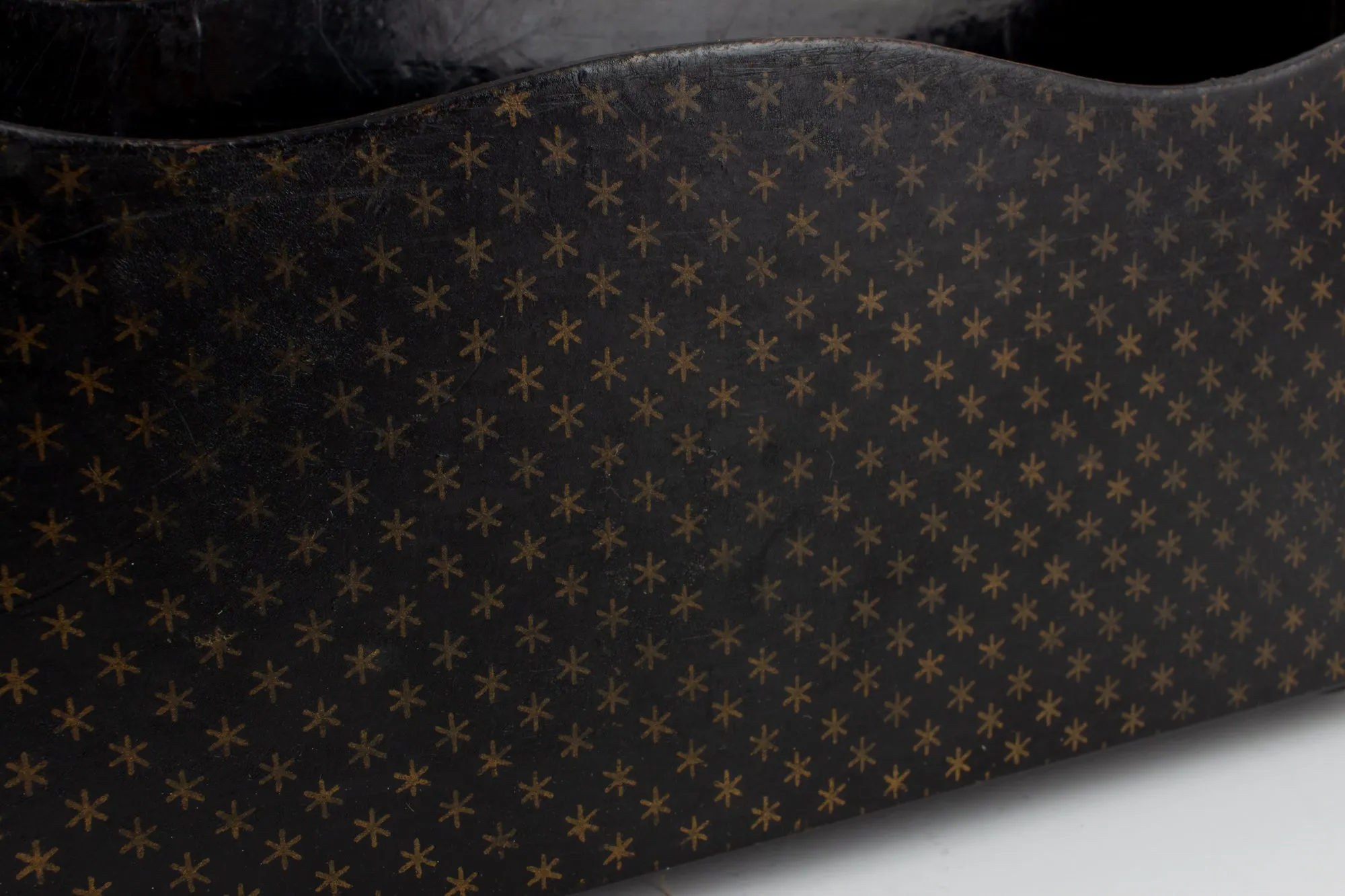 Vintage French Papier-mâché Letter Holder in Black & Gold