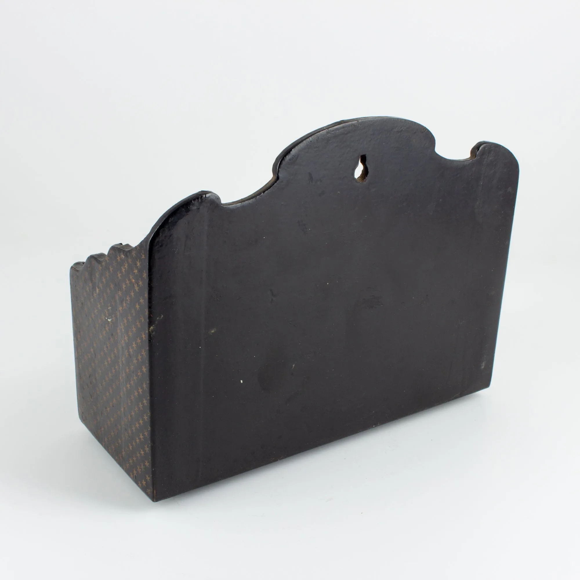 Vintage French Papier-mâché Letter Holder in Black & Gold