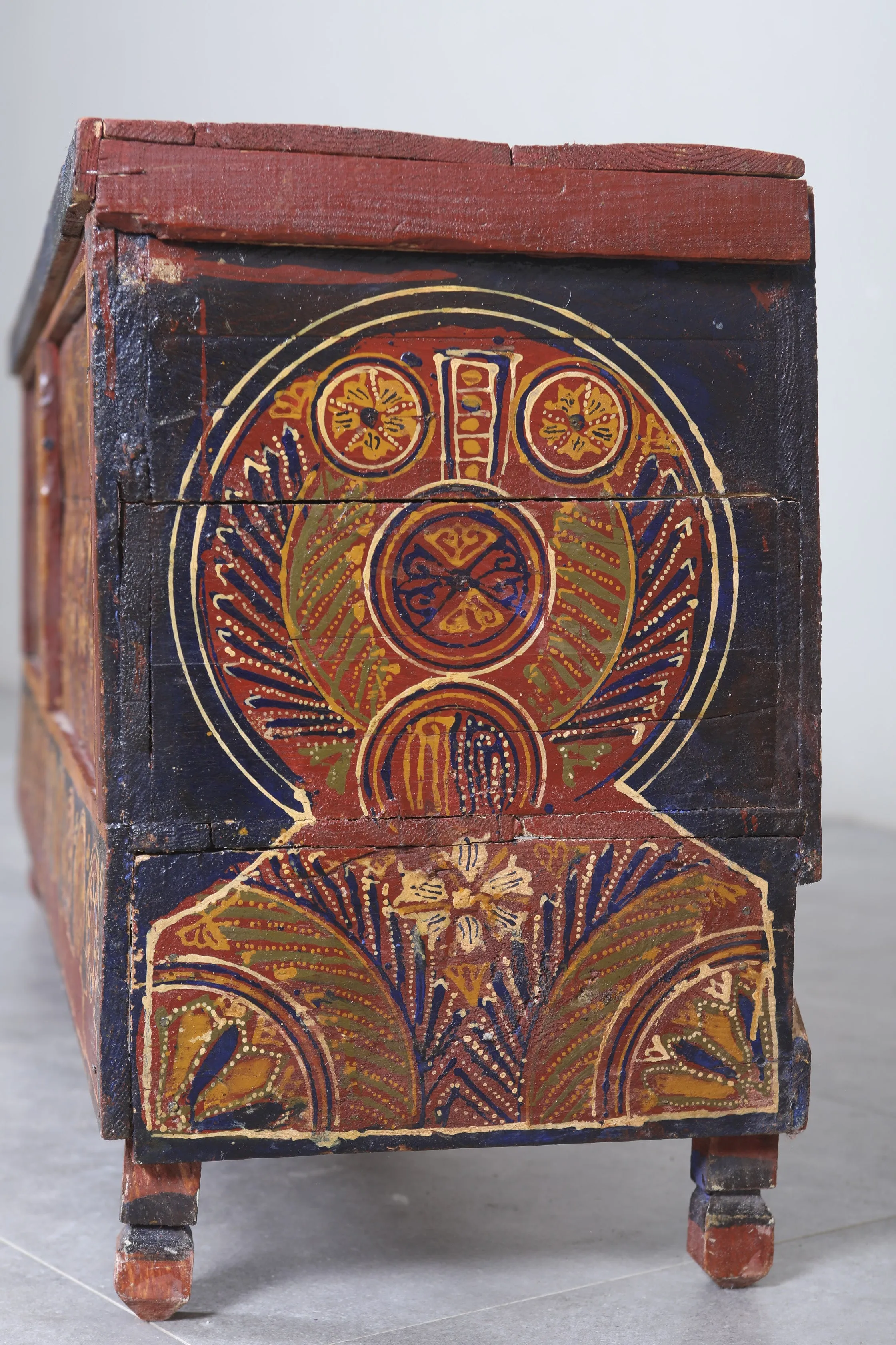 Vintage Moroccan chest  H 21.6  inches x W 50.7 inches x D 13.3 inches