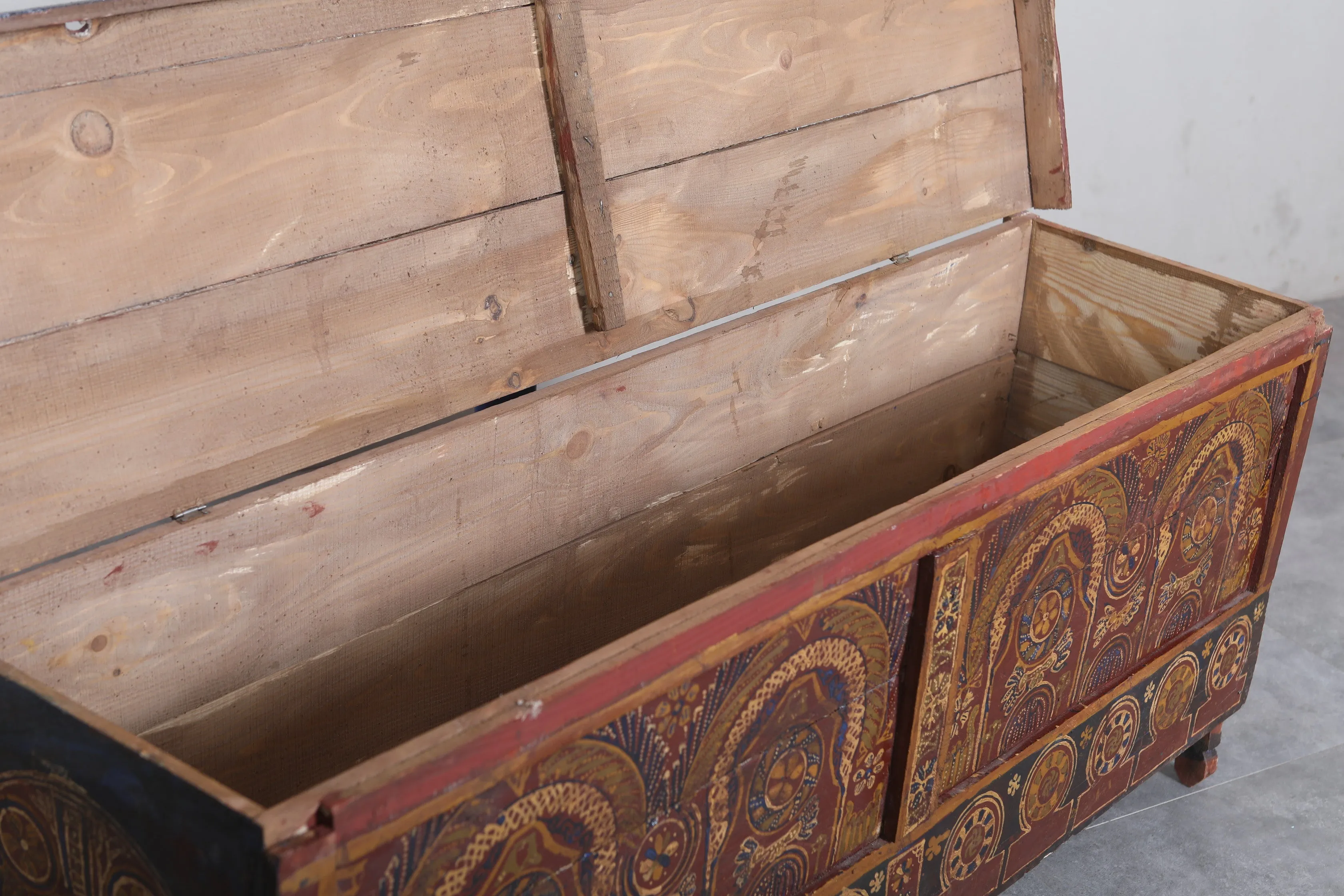 Vintage Moroccan chest  H 21.6  inches x W 50.7 inches x D 13.3 inches