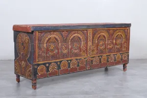 Vintage Moroccan chest  H 21.6  inches x W 50.7 inches x D 13.3 inches