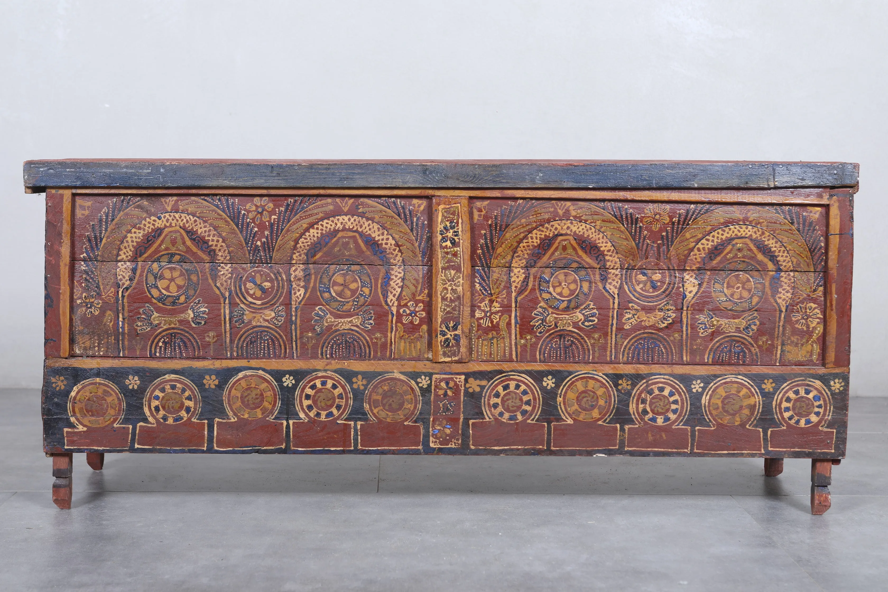 Vintage Moroccan chest  H 21.6  inches x W 50.7 inches x D 13.3 inches