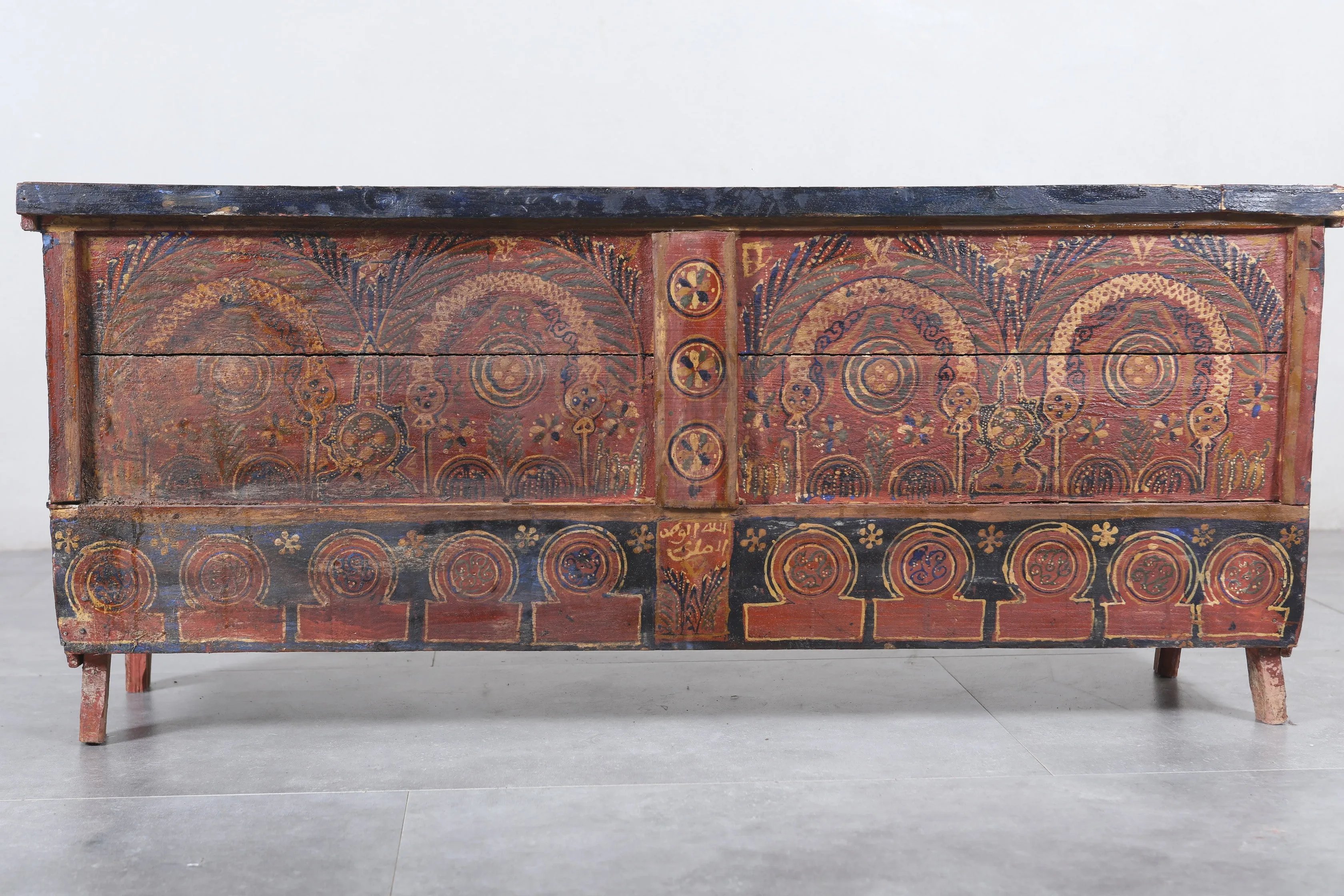 Vintage Moroccan chest  H 22 inches x W 51.1 inches x D 13.7 inches