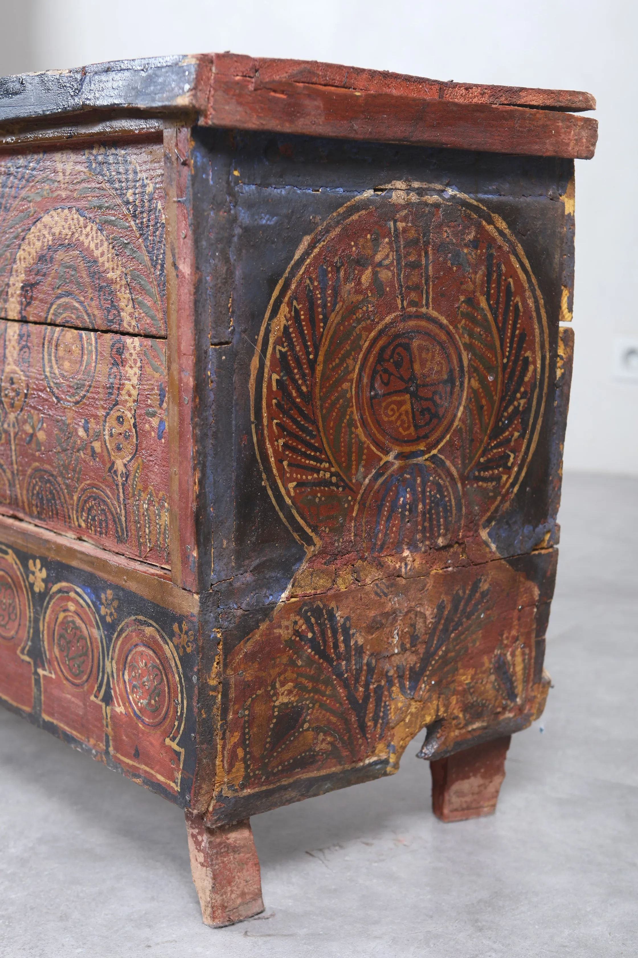Vintage Moroccan chest  H 22 inches x W 51.1 inches x D 13.7 inches