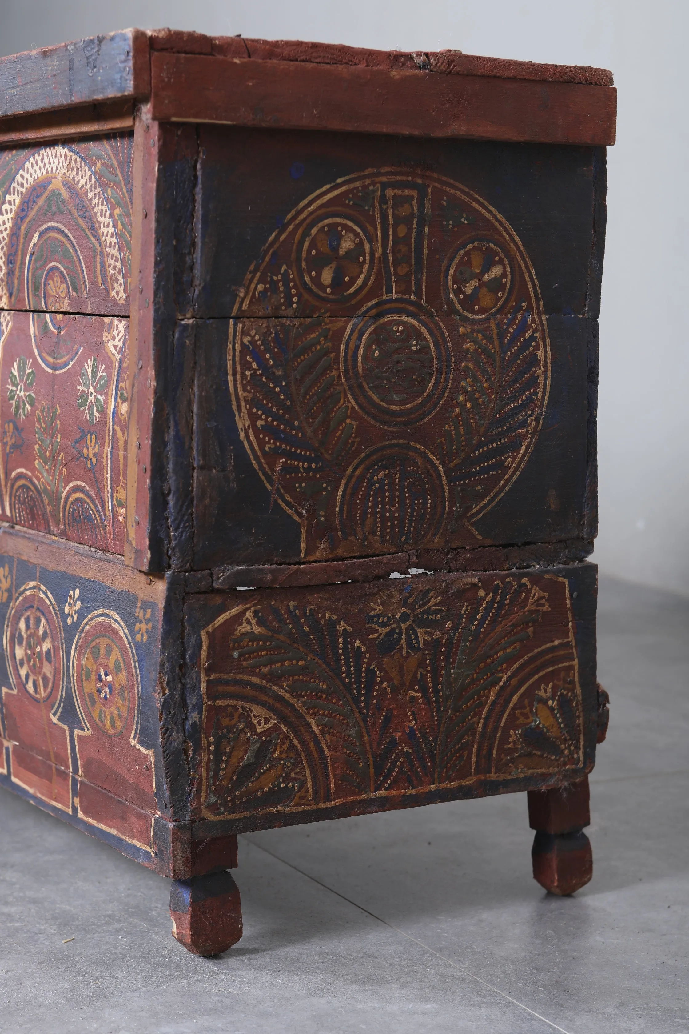 Vintage Moroccan chest  H 22  inches x W 51.5 inches x D 13.7 inches
