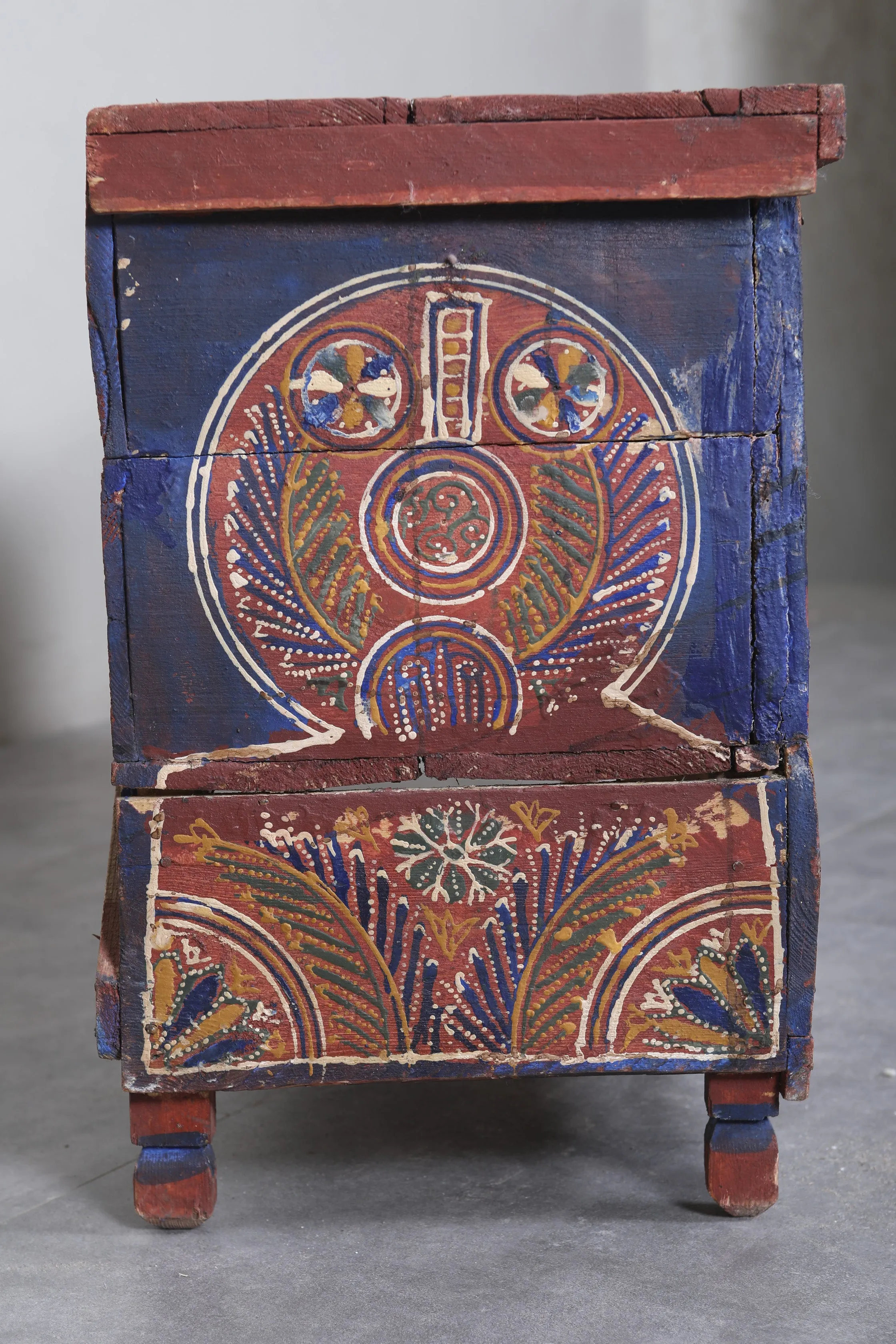 Vintage Moroccan chest  H 22  inches x W 51.5 inches x D 13.7 inches