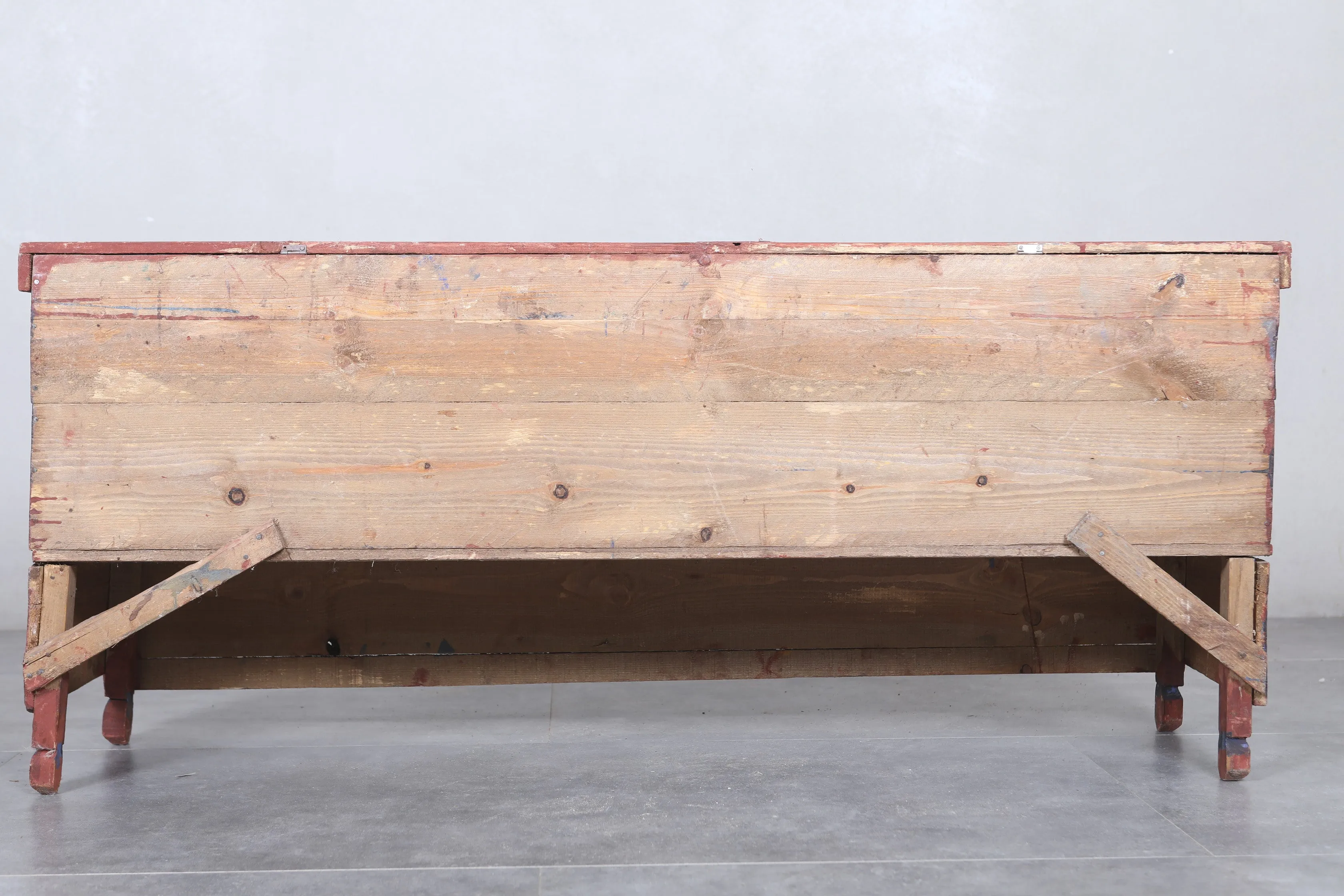 Vintage Moroccan chest  H 22  inches x W 51.5 inches x D 13.7 inches