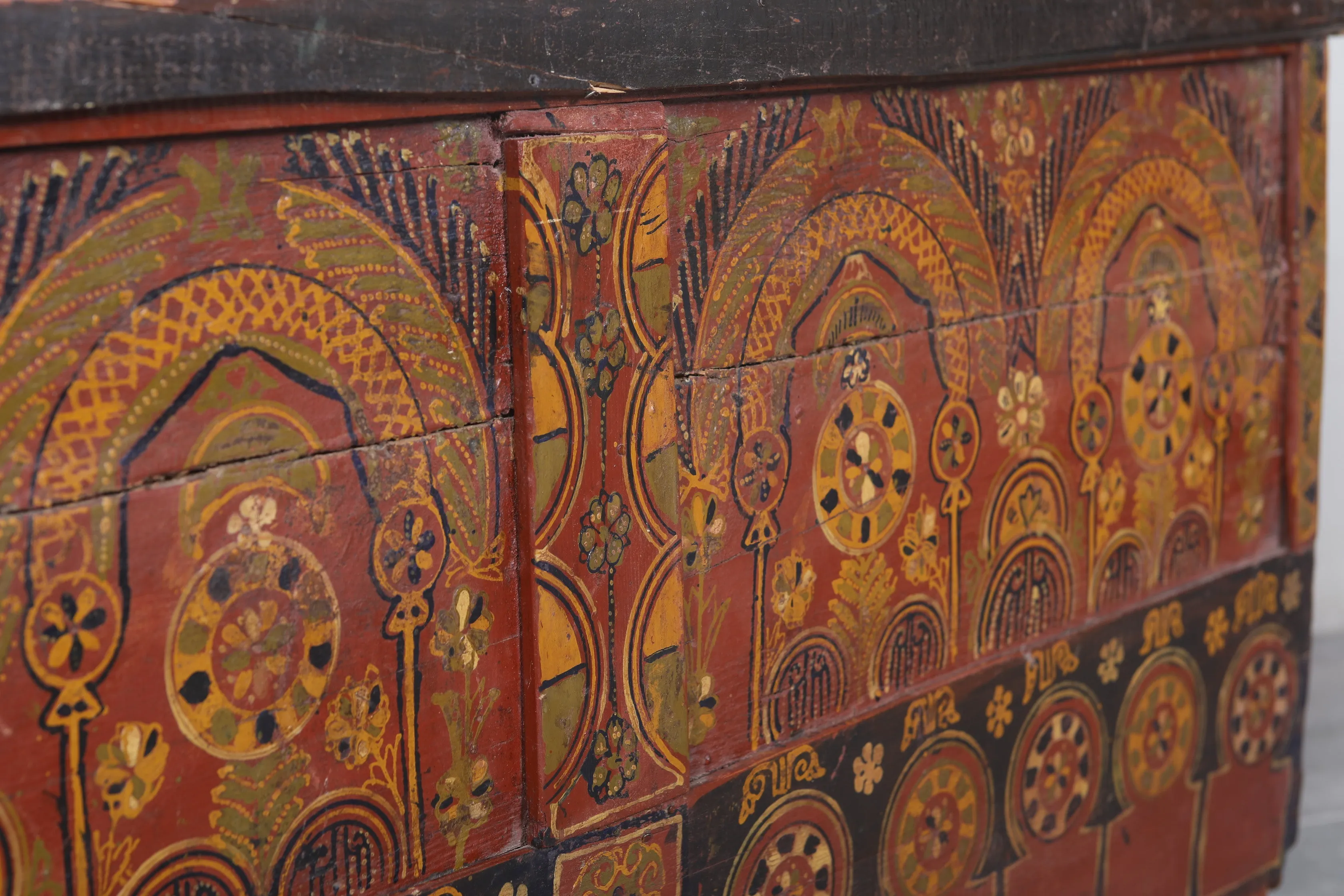 Vintage Moroccan chest  H 25.5  inches x W 53.5 inches x D 15.3 inches