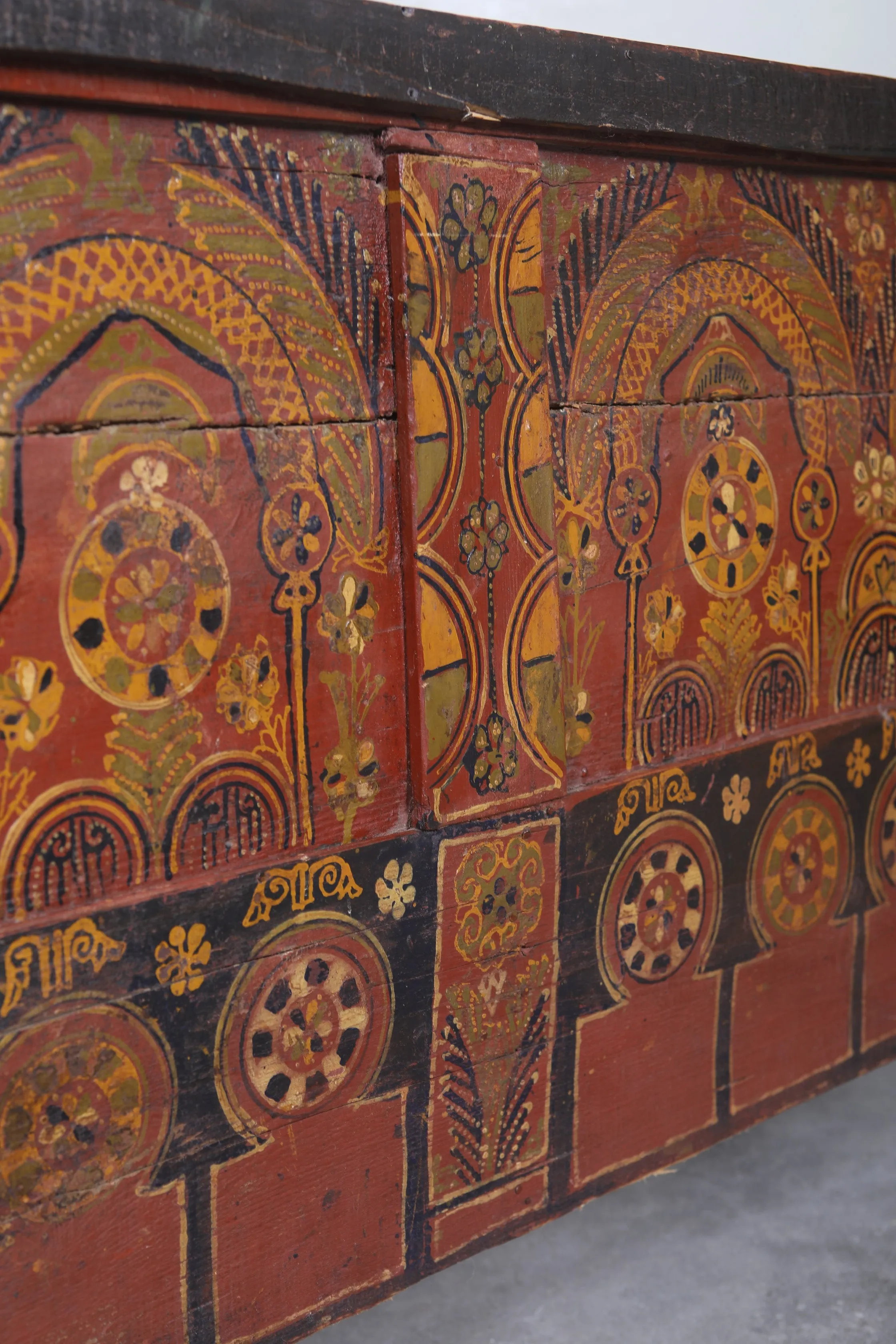 Vintage Moroccan chest  H 25.5  inches x W 53.5 inches x D 15.3 inches