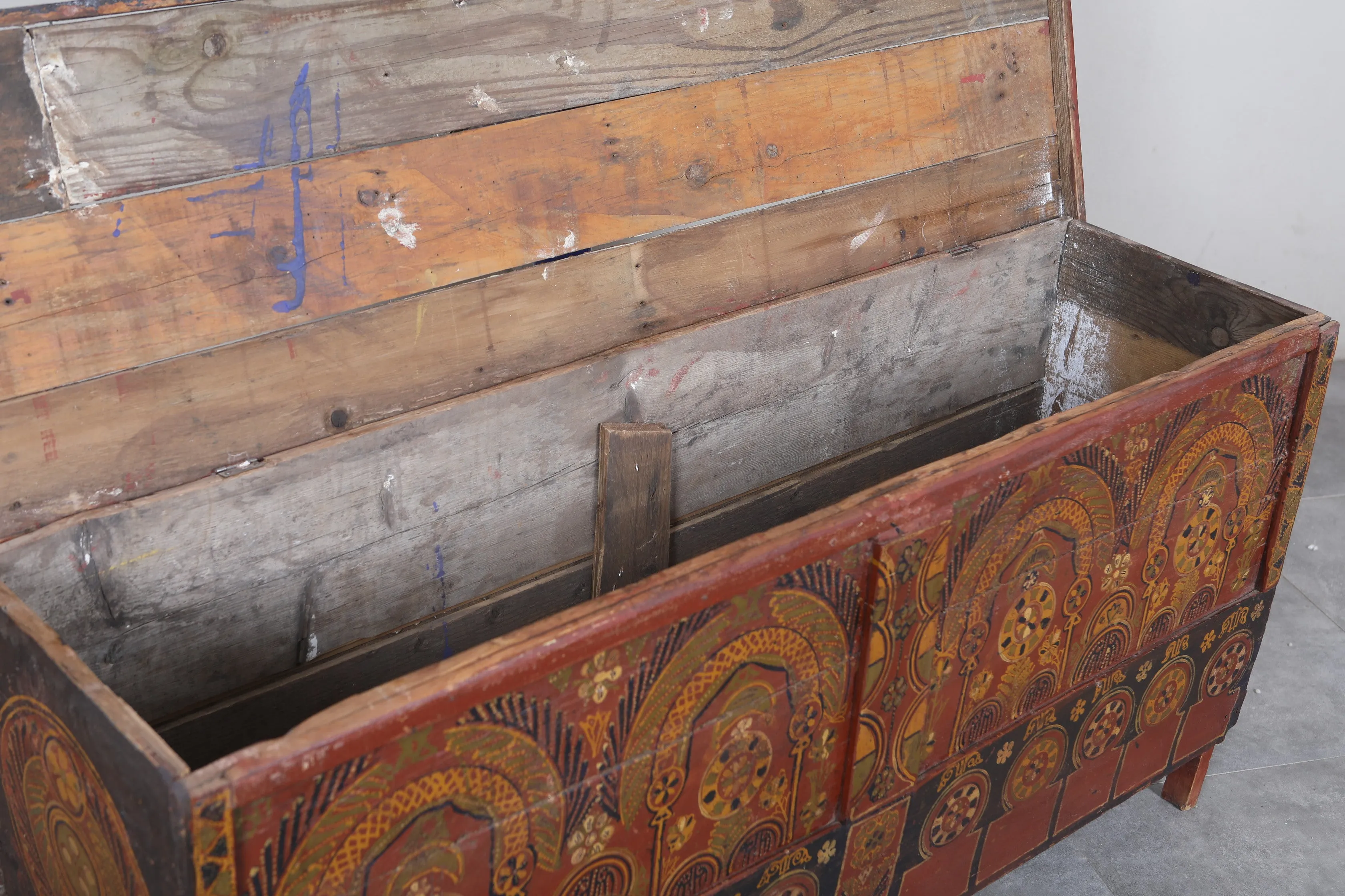 Vintage Moroccan chest  H 25.5  inches x W 53.5 inches x D 15.3 inches