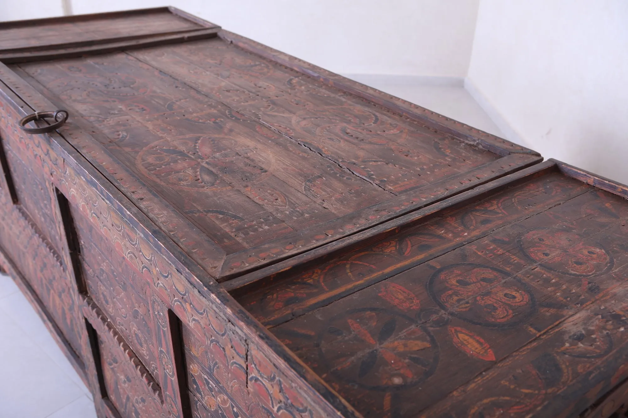 Vintage Moroccan chest H 2.8 FT x W 6.5 FT x D 2.6 FT