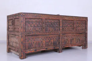 Vintage Moroccan chest H 2.8 FT x W 6.5 FT x D 2.6 FT
