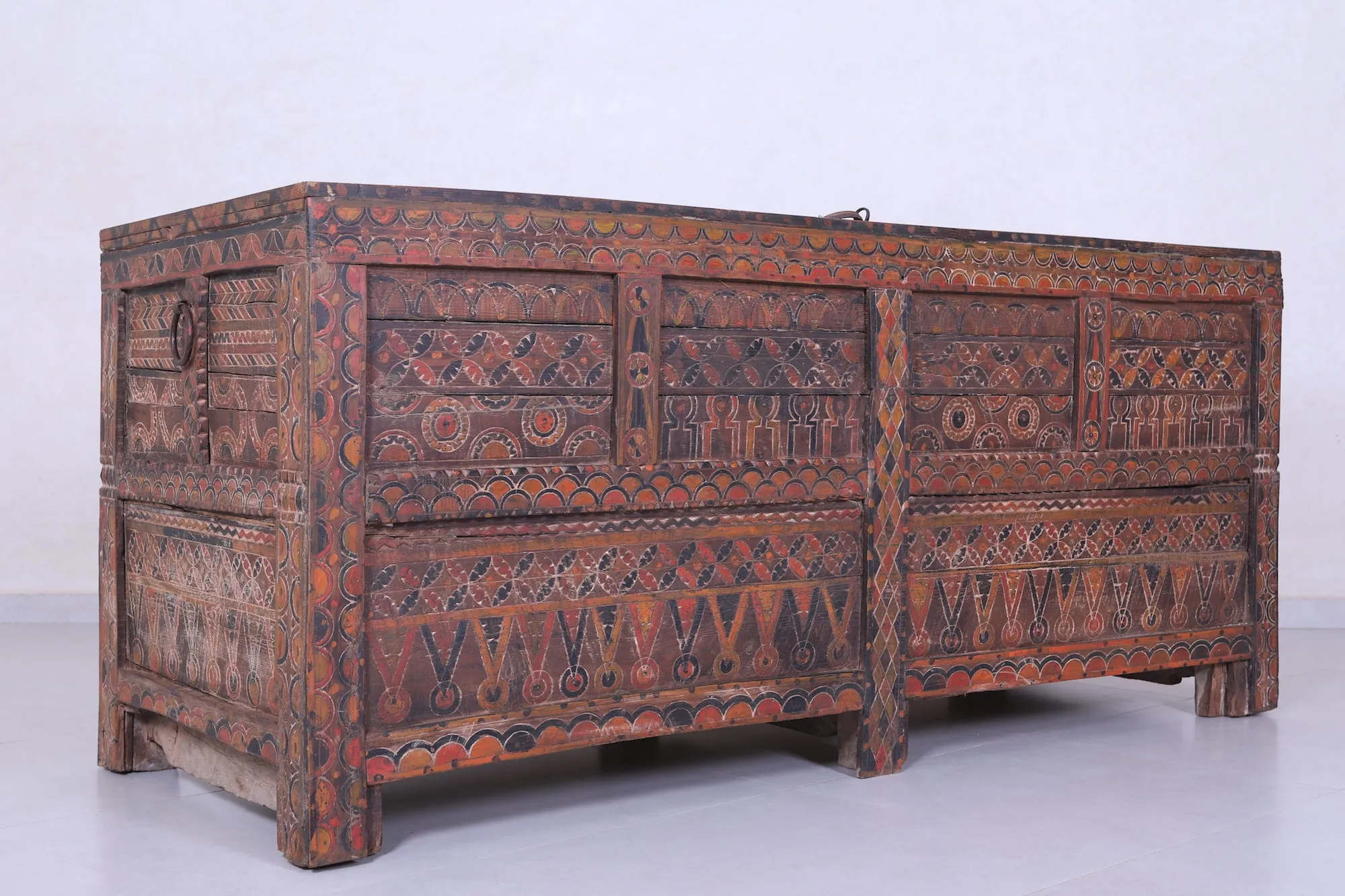 Vintage Moroccan chest H 2.8 FT x W 6.5 FT x D 2.6 FT