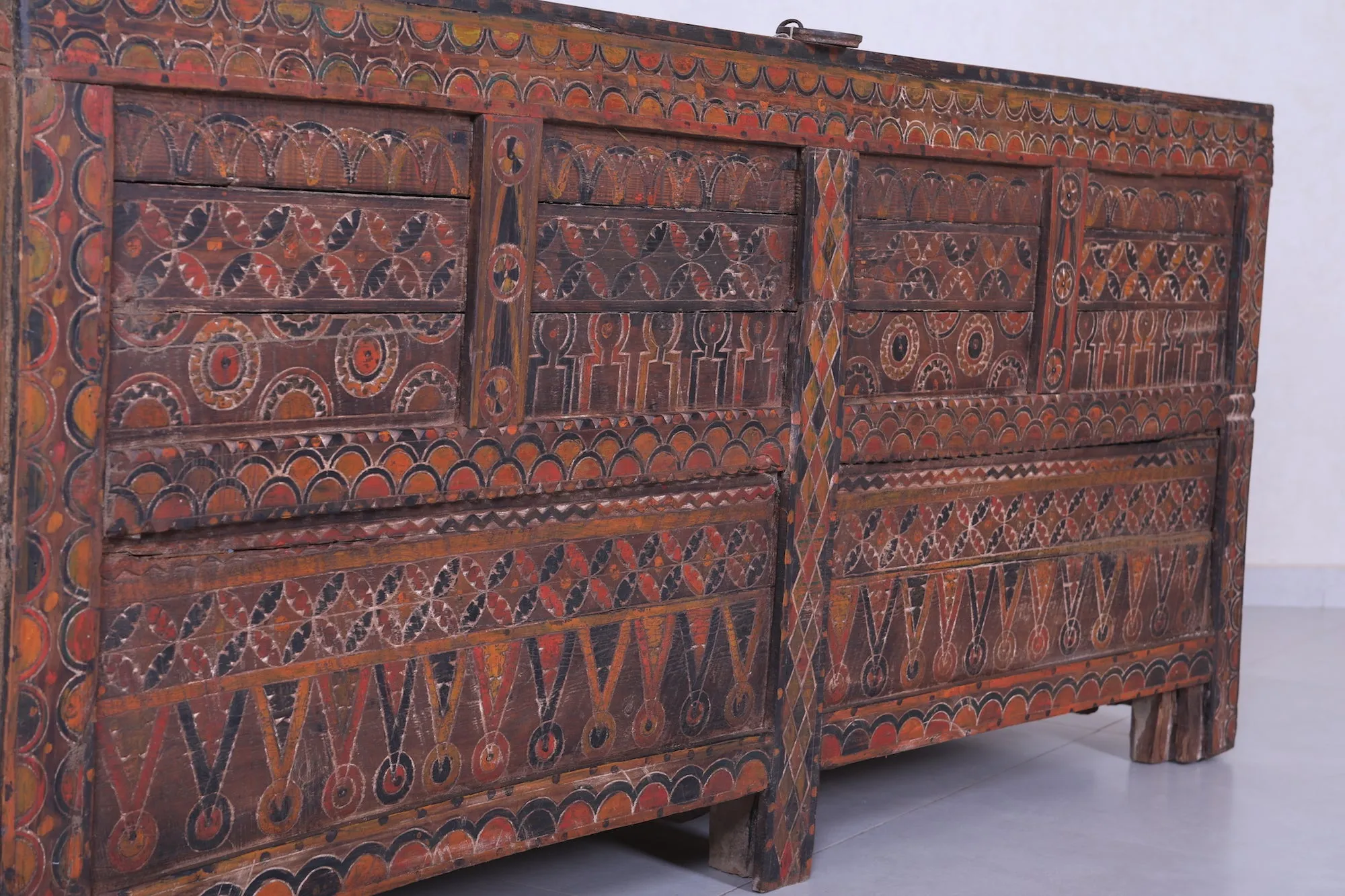 Vintage Moroccan chest H 2.8 FT x W 6.5 FT x D 2.6 FT