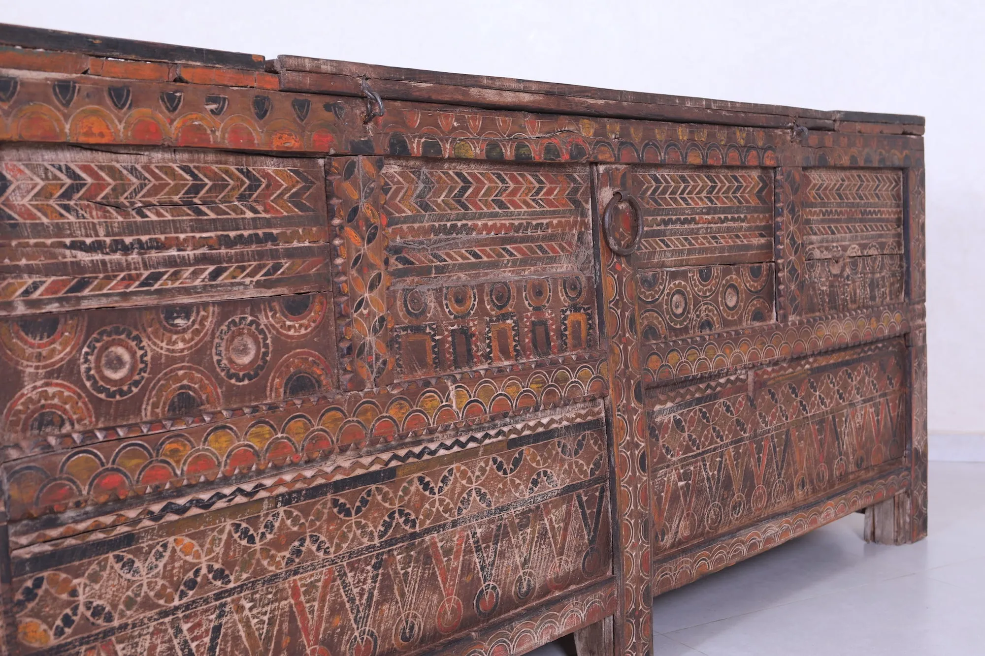 Vintage Moroccan chest H 2.8 FT x W 6.5 FT x D 2.6 FT
