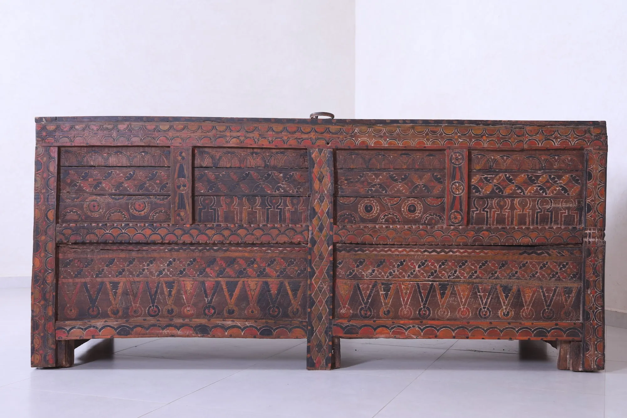 Vintage Moroccan chest H 2.8 FT x W 6.5 FT x D 2.6 FT