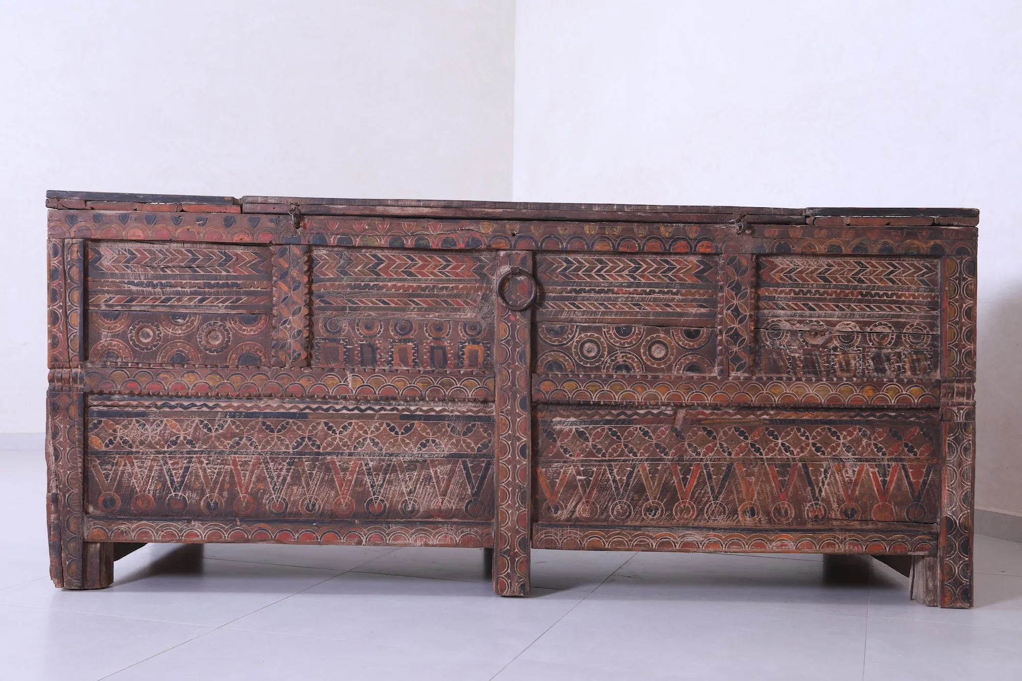 Vintage Moroccan chest H 2.8 FT x W 6.5 FT x D 2.6 FT