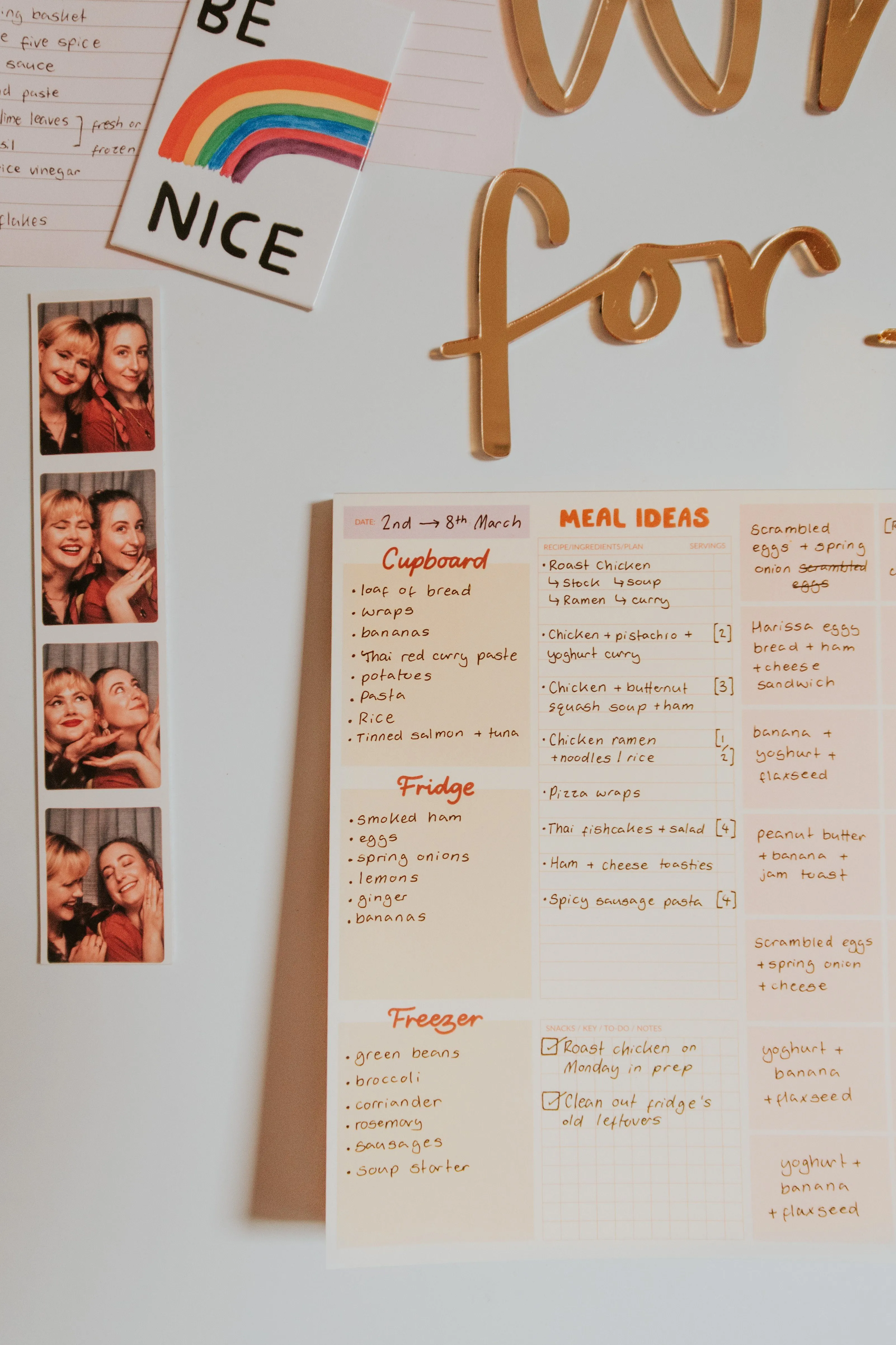 Weekly Meal Desk / Fridge Planner