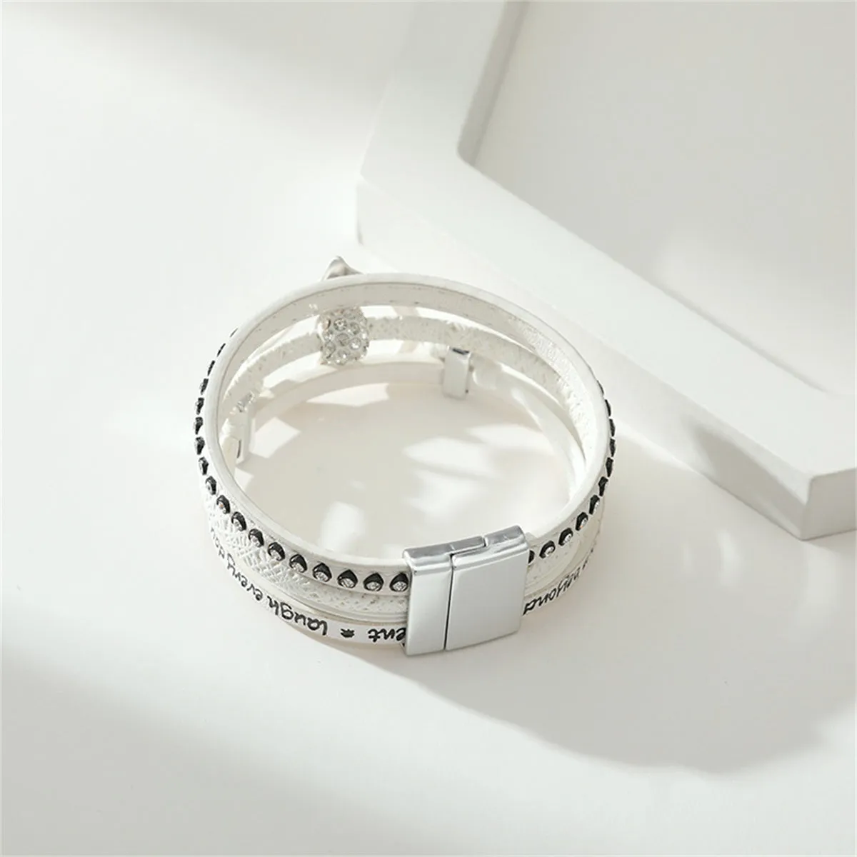 White & Cubic Zirconia 'Love' Heart Layered Bracelet