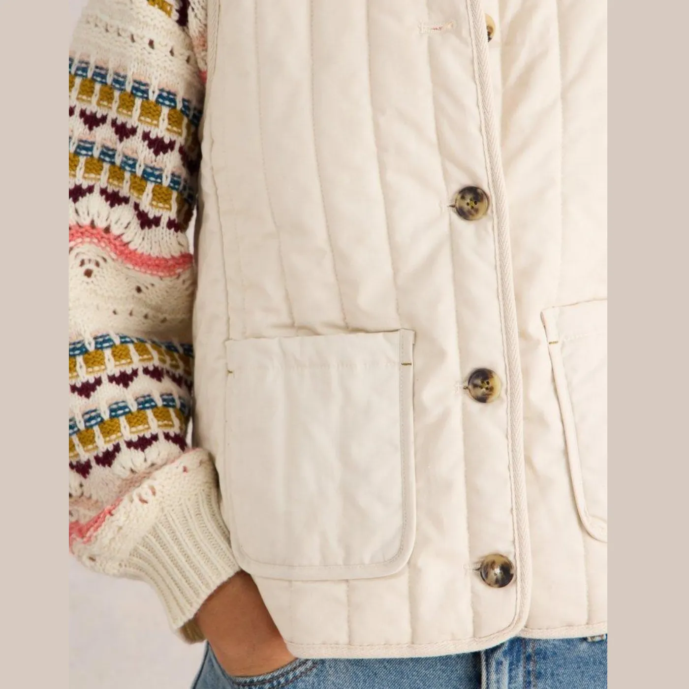 White Emma Quilted Gilet