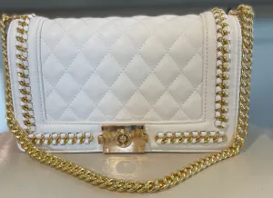 White Oh Boy Bag with Gold Hardware