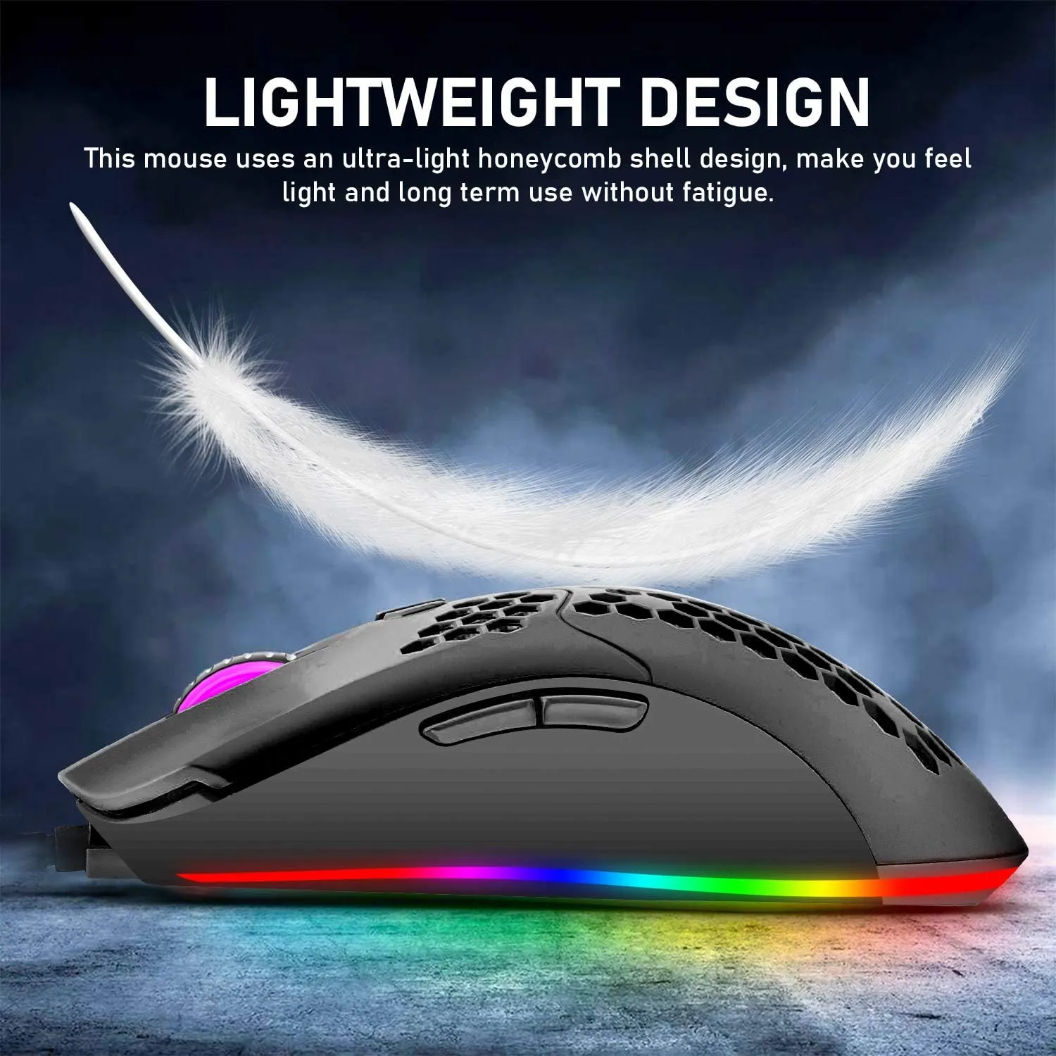Wired Lightweight Gaming Mouse 69g Ultralight Honeycomb Shell RGB Chroma Backlit