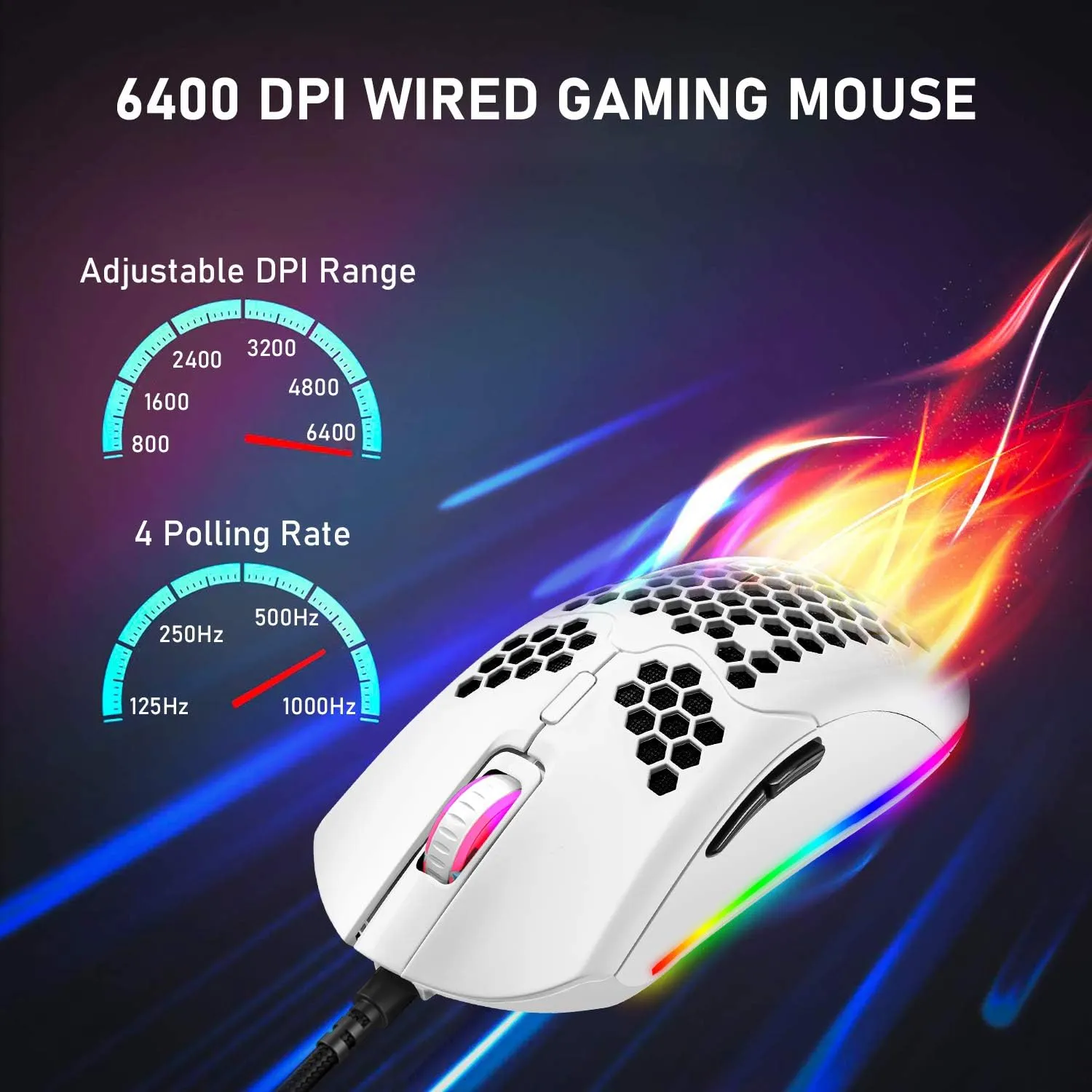 Wired Lightweight Gaming Mouse 69g Ultralight Honeycomb Shell RGB Chroma Backlit